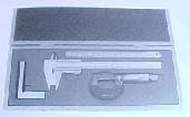 Mezeug - Satz 4 - teilig Meschieber, Mikrometer,  Haarwinkel, Mastab 