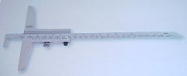 Tiefen - Meschieber Inox, Skala und Nonius mattverchromt 500  mm      mit Haken  