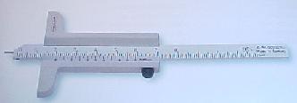 Tiefen - Meschieber Inox, Skala und Nonius mattverchromt  80  mm      mit Mestift  1 mm  