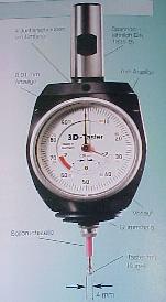 Kantentaster Universal  3-D - Taster mit Meuhr und Zylinderschaft 20 mm  