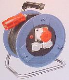 Kabeltrommel Kunststoff mit 2 Klappdeckel 220 V und 1 x 400 V 16A 25 m Gummikabel H07 RN-F 5G1,5